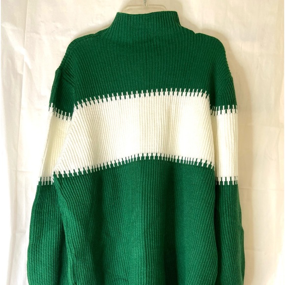 Green and cream mock turtleneck viscose blend long sleeve sweater SZ XL NWOT - Picture 1 of 6